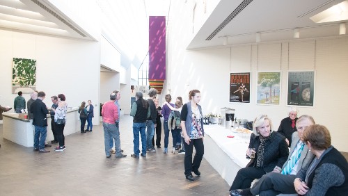 Receptions and other small gatherings can be hosted in the Martin Art Gallery within the Baker Center for the Arts.